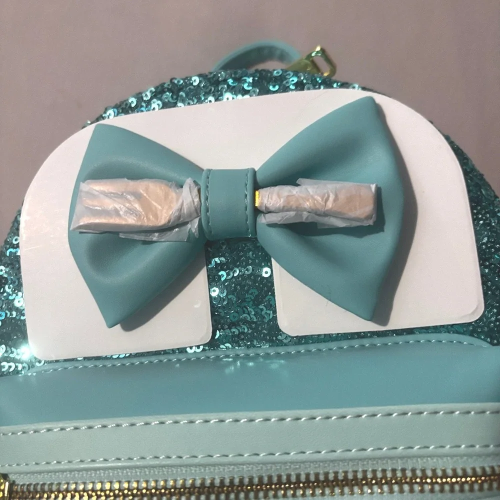 Loungefly Disney Little Mermaid Ariel Sequins Mini Backpack Teal Fork Scales NEW